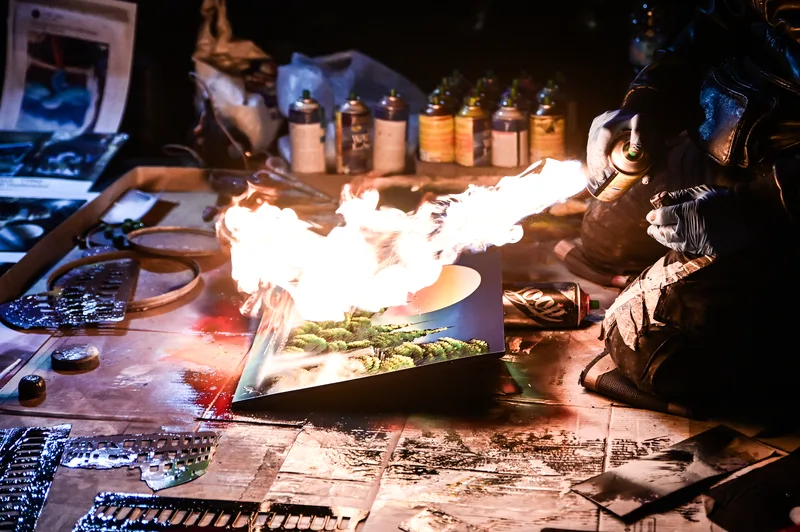 Portfolio fotografico - Street art performance — pittura a fuoco