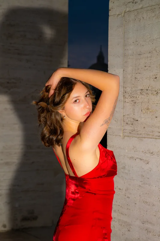 Portfolio fotografico - Fashion al crepuscolo — abito rosso